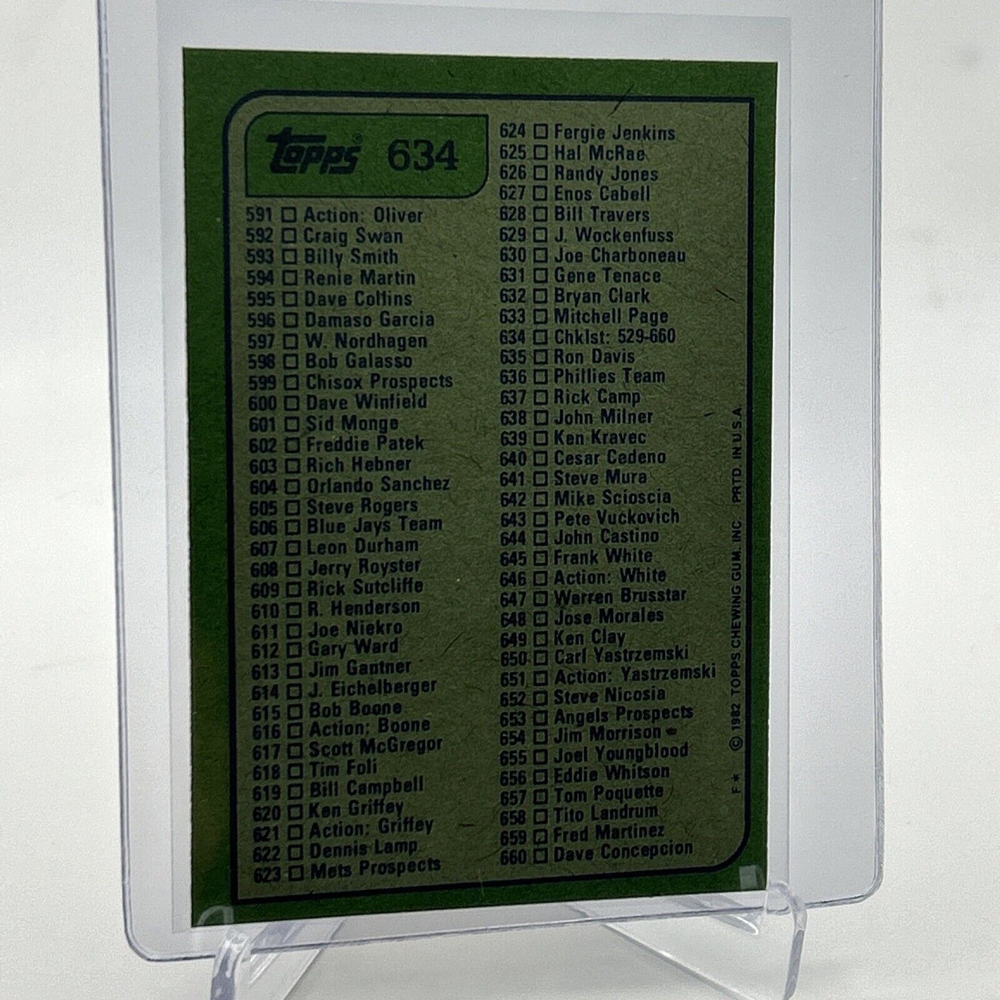 1982 Topps Checklist: 529-660 Baseball Card #634 NM-Mint FREE SHIPPING