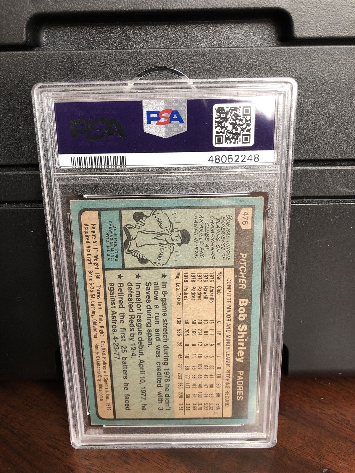 1980 Topps Bob Shirley #476 Autograph PSA/DNA Authentic