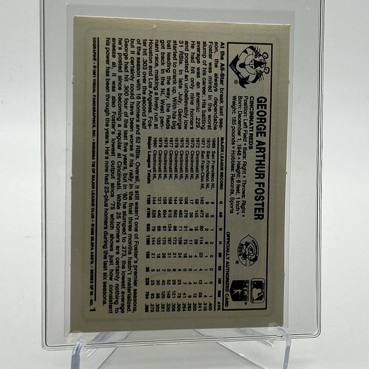 1981 Kellogg's George Foster Baseball Card #1 NM-Mint FREE SHIPPING