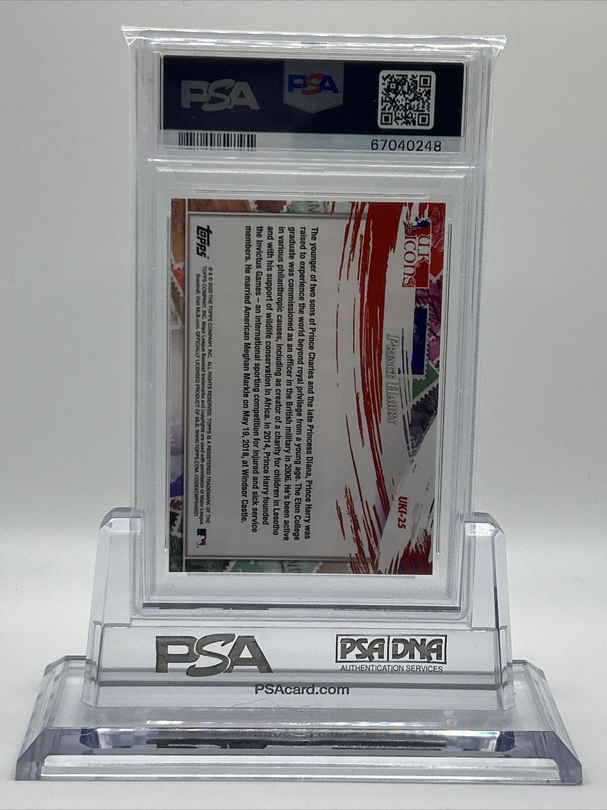 2020 Topps UK Edition Prince Harry U.K. Icons Card #UK125 PSA 9 Mint