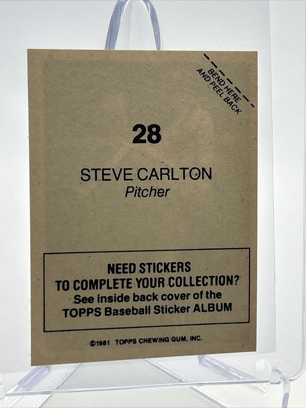 1981 Topps Stickers Steve Carlton Baseball Card #28 NM-Mint FREE SHIPPING