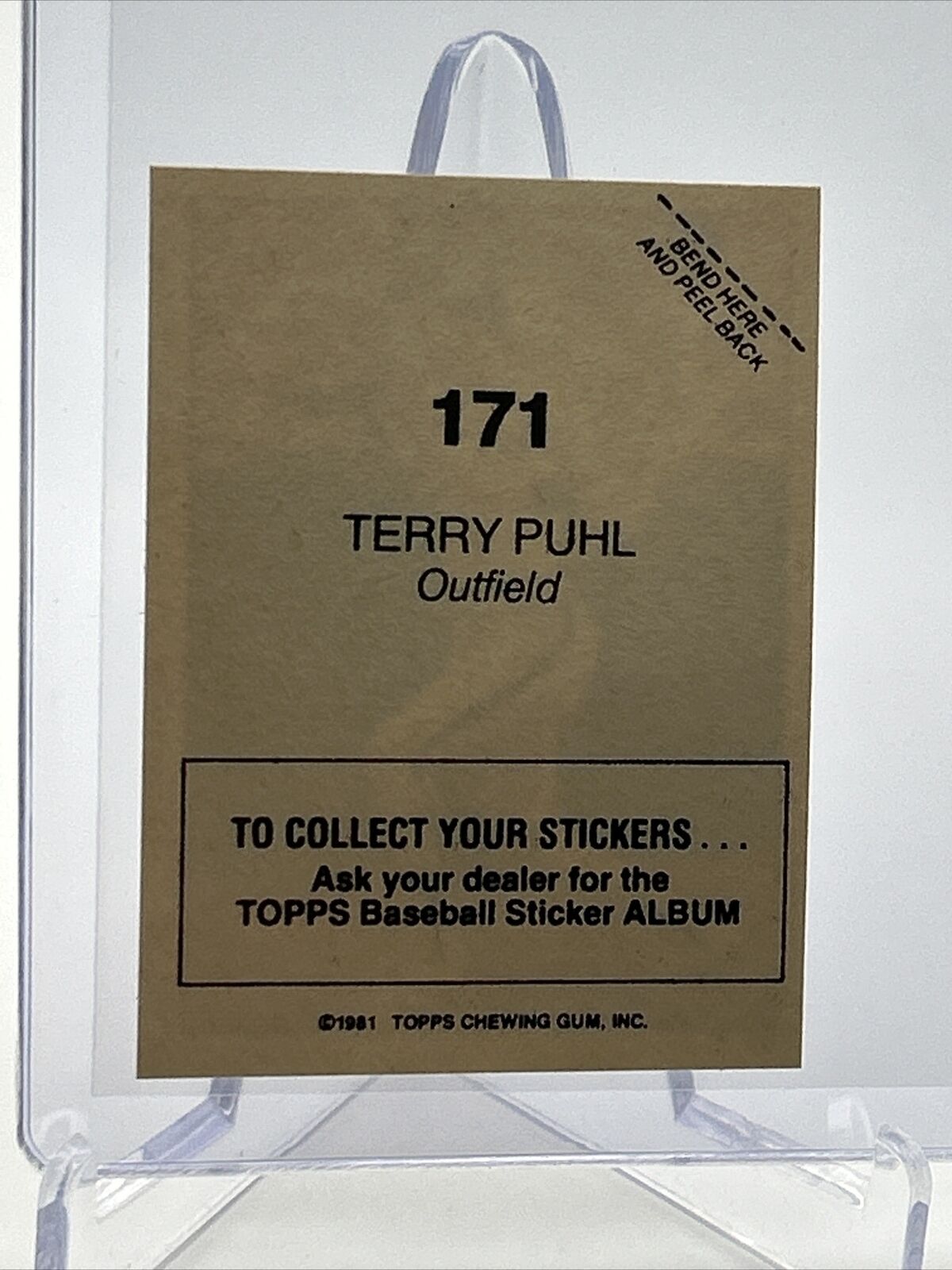 1981 Topps Stickers Terry Puhl Baseball Card #171 NM-Mint FREE SHIPPING
