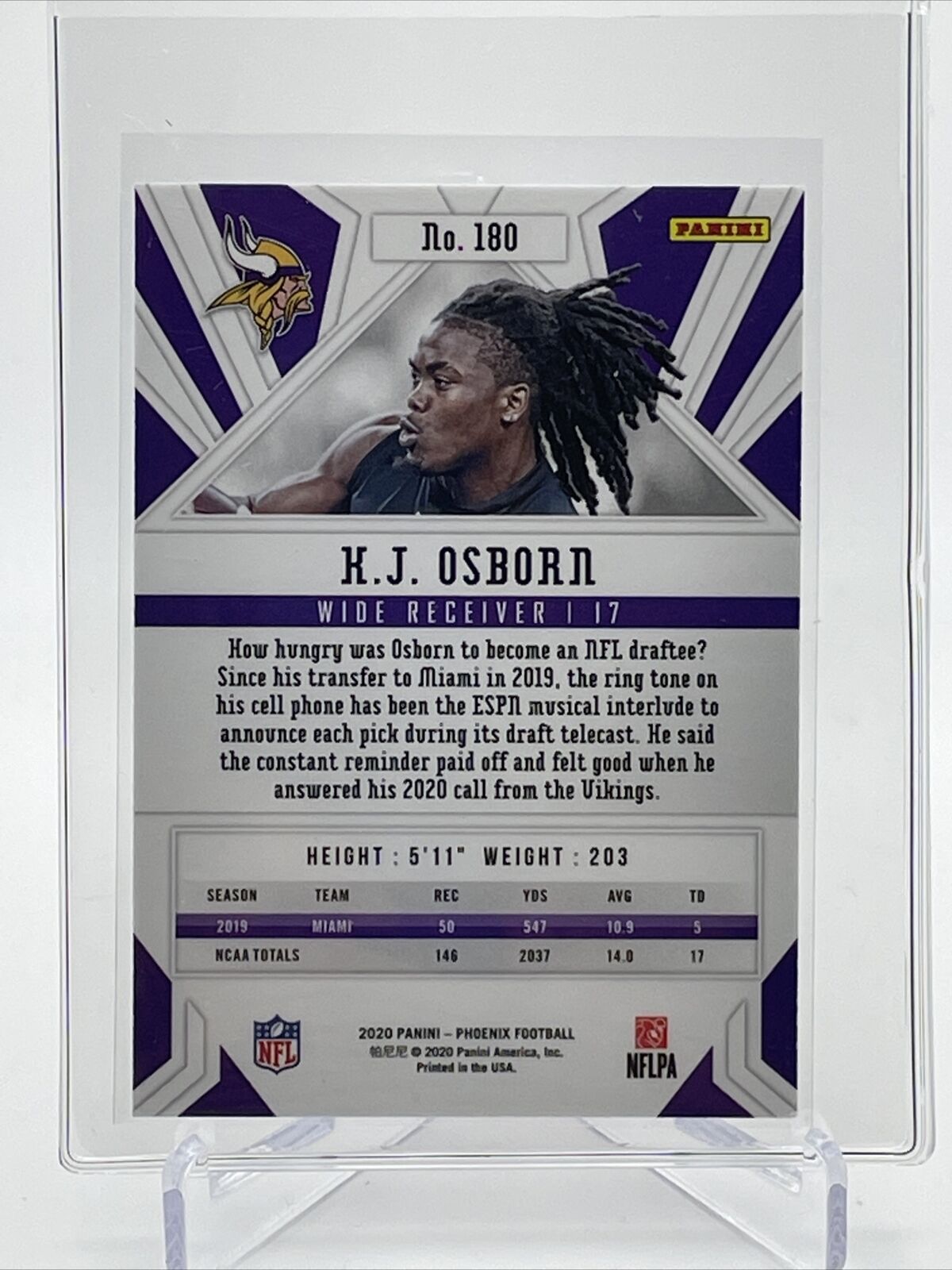 2020 Panini Phoenix FIRE BURST K.J. Osborn Rookie #180 Mint FREE SHIPPING
