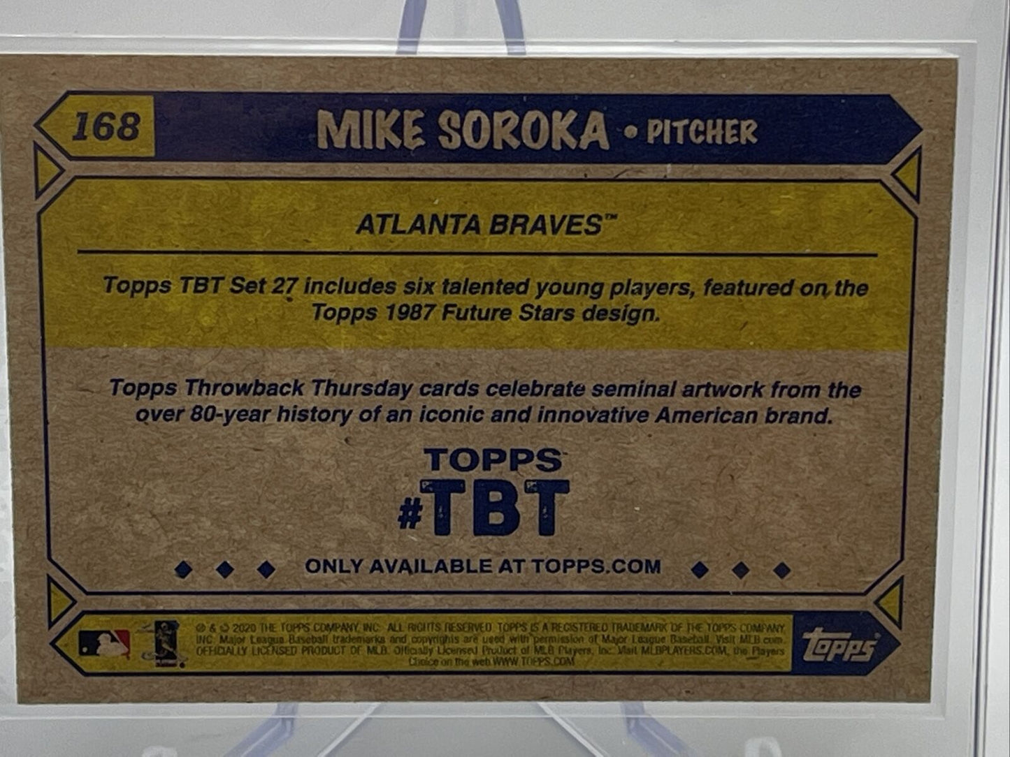 2020 Topps Throwback Thursday Mike Soroka Baseball Card #168 Mint FREE SHIPPING
