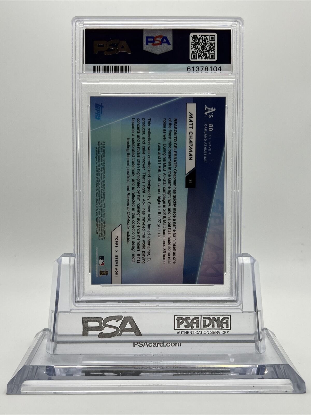 2020 Topps X Steve Aoki Matt Chapman Baseball Card #80 PSA 9