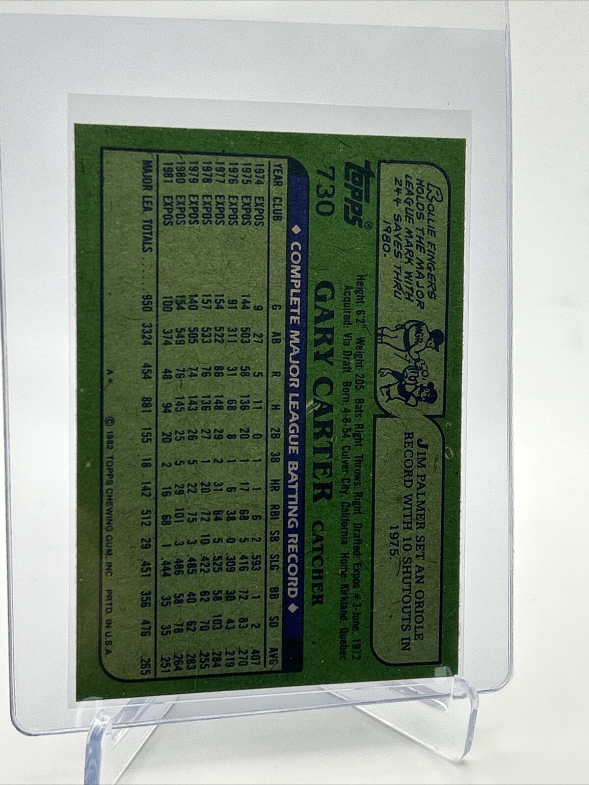 1982 Topps Gary Carter Baseball Card #730 NM-Mint FREE SHIPPING