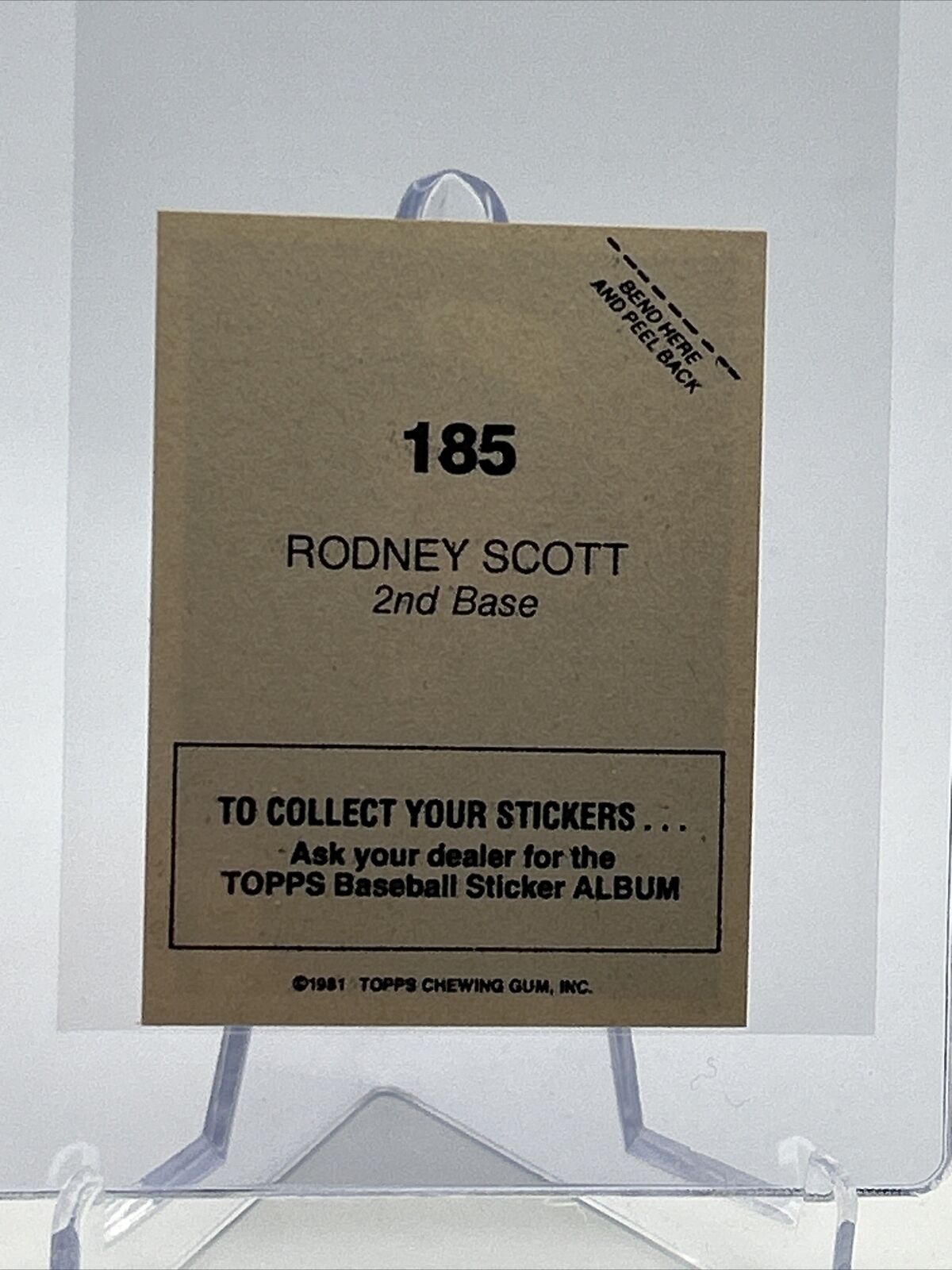 1981 Topps Stickers Rodney Scott Baseball Card #185 NM-Mint FREE SHIPPING