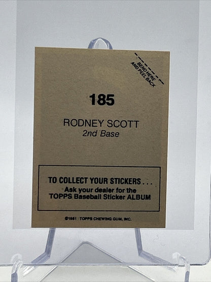 1981 Topps Stickers Rodney Scott Baseball Card #185 NM-Mint FREE SHIPPING