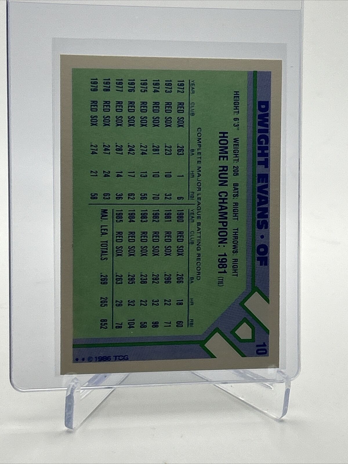 1986 Topps Baseball Champion Superstars Dwight Evans Card #10 Mint FREE SHIPPING