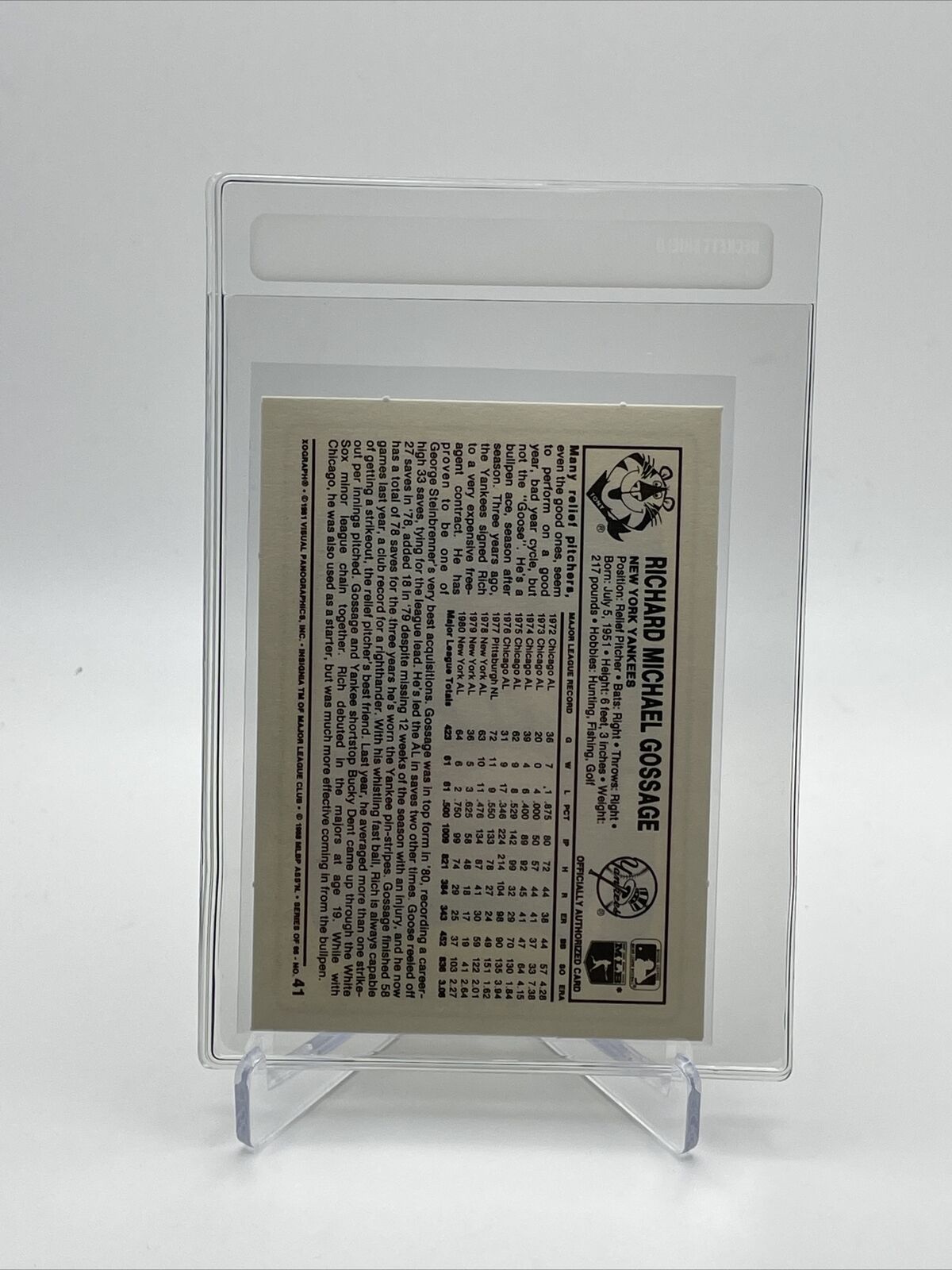 1981 Kellogg's Rich Gossage Baseball Card #41 NM-Mint FREE SHIPPING