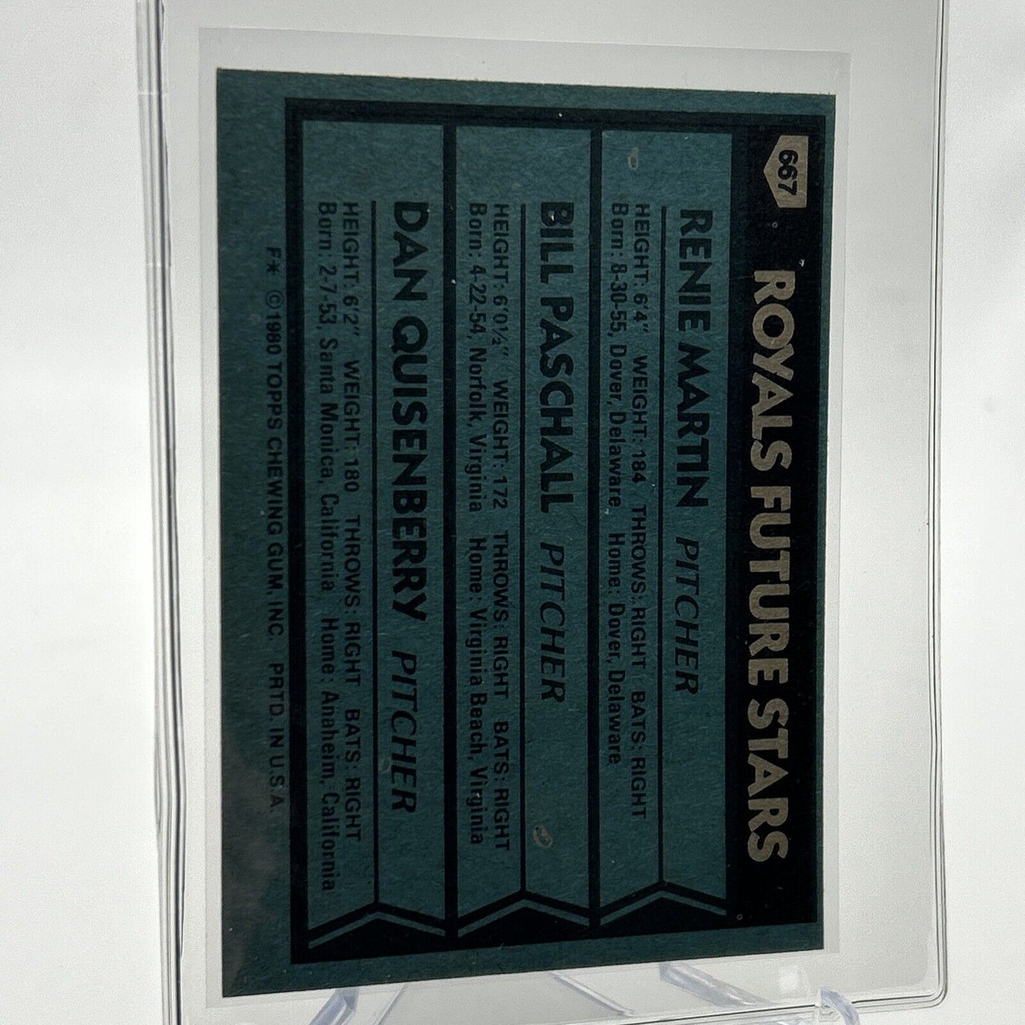 1980 Topps Royals Future Stars Rookie Baseball Card #667 NM-Mint FREE SHIPPING