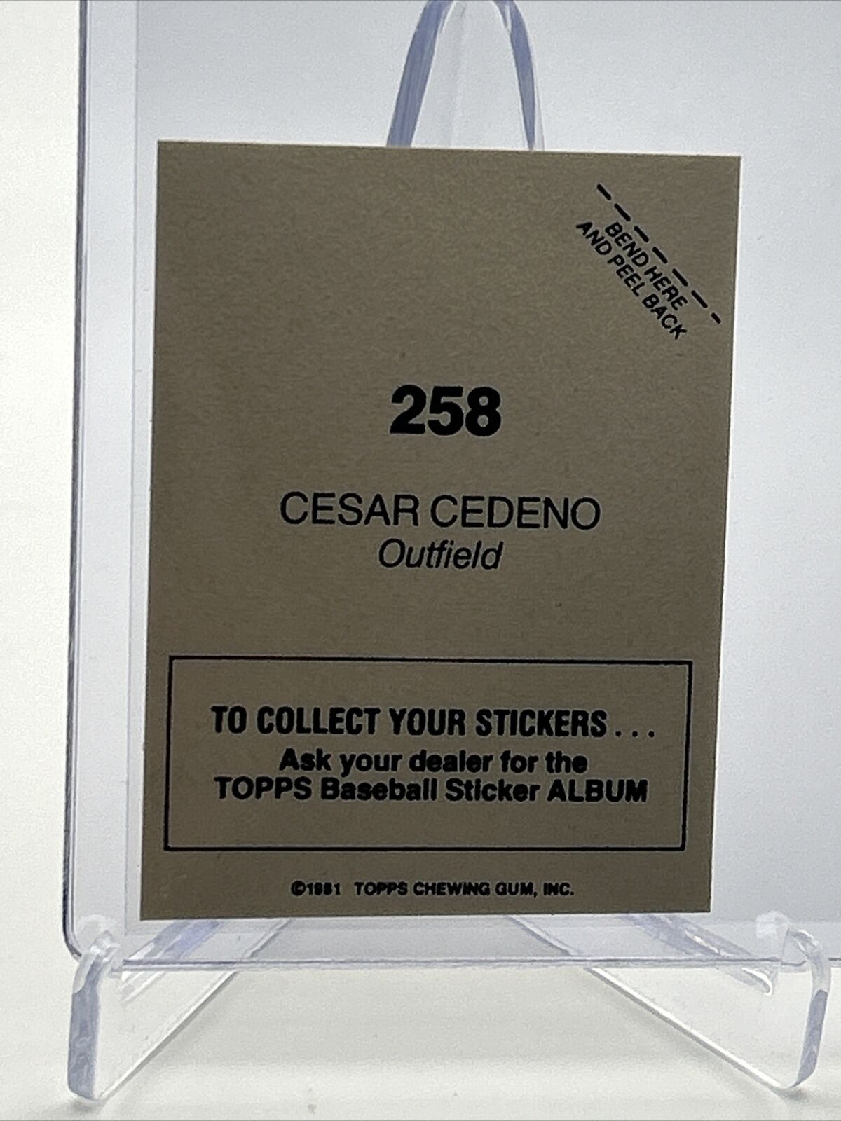 1981 Topps Stickers Cesar Cedeno FOIL Baseball Card #258 NM-Mint FREE SHIPPING