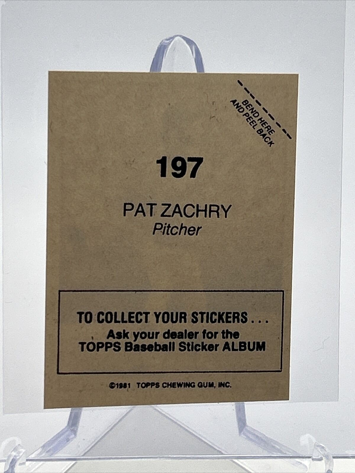 1981 Topps Stickers Pat Zachry Baseball Card #197 NM-Mint FREE SHIPPING