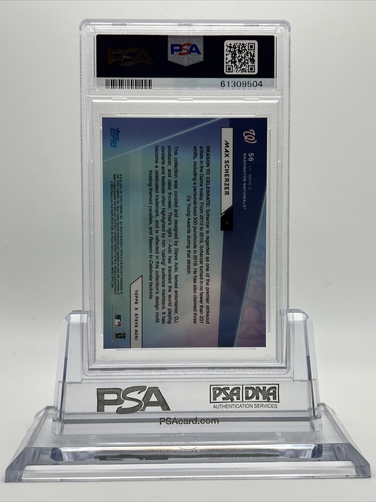 2020 Topps X Steve Aoki Max Scherzer Baseball Card #56 PSA 10