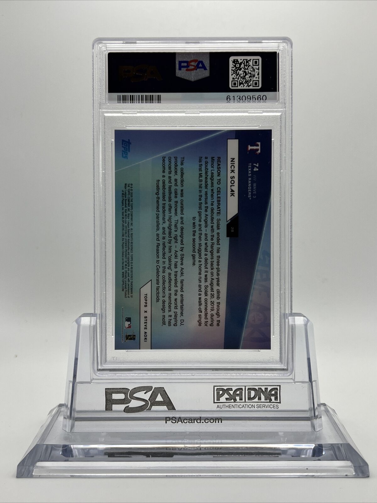 2020 Topps X Steve Aoki Nick Solak Rookie Baseball Card #74 PSA 9