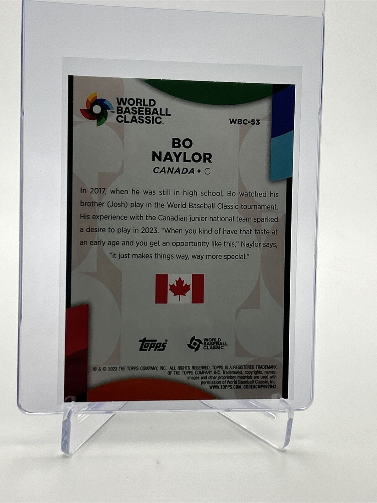 2023 Topps World Baseball Classic Stars Bo Naylor #WBC-53 FREE SHIPPING