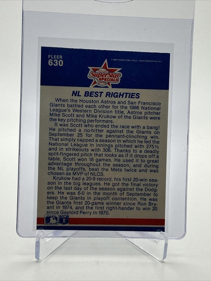 1987 Fleer Mike Scott/Mike Krukow Baseball Card #630 Mint FREE SHIPPING
