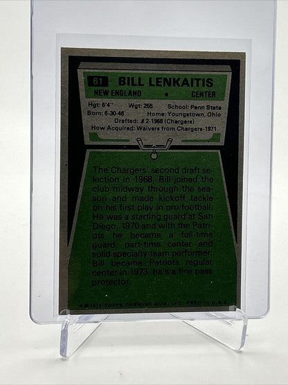 1975 Topps Bill Lenkaitis Football Card #61 NM Quality FREE SHIPPING