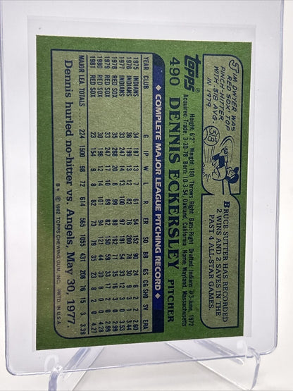 1982 Topps Dennis Eckersley Baseball Card #490 NM-Mint FREE SHIPPING