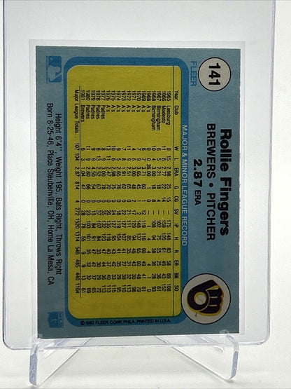 1982 Fleer Rollie Fingers Baseball Card #141 NM-MT FREE SHIPPING