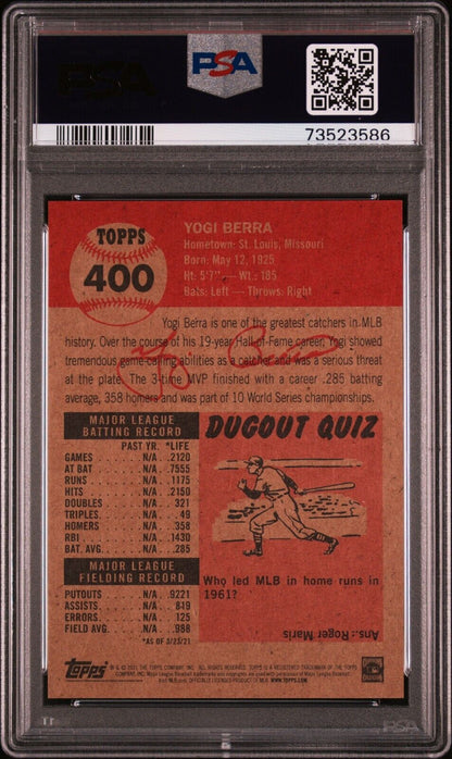 2021 Topps Living Set Yogi Berra Baseball Card #400 PSA 10 Gem Mint