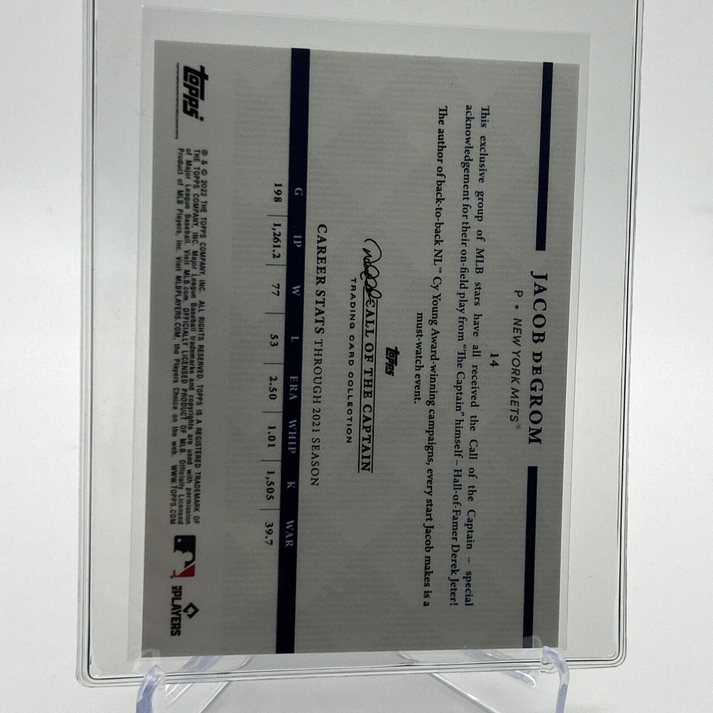 2022 Topps x Derek Jeter Jacob deGrom Baseball Card #14 Mint FREE SHIPPING