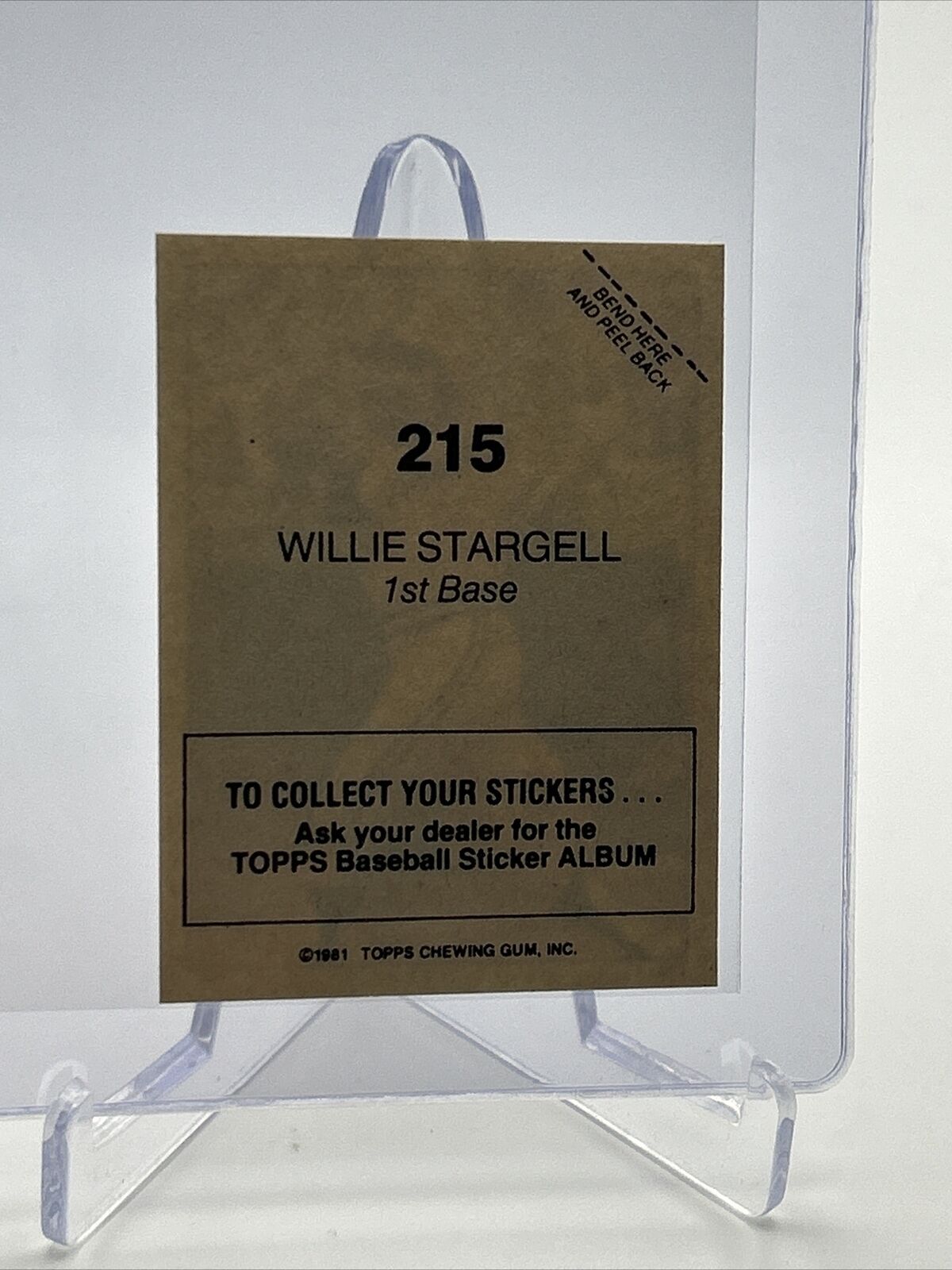 1981 Topps Stickers Willie Stargell Baseball Card #215 NM-Mint FREE SHIPPING