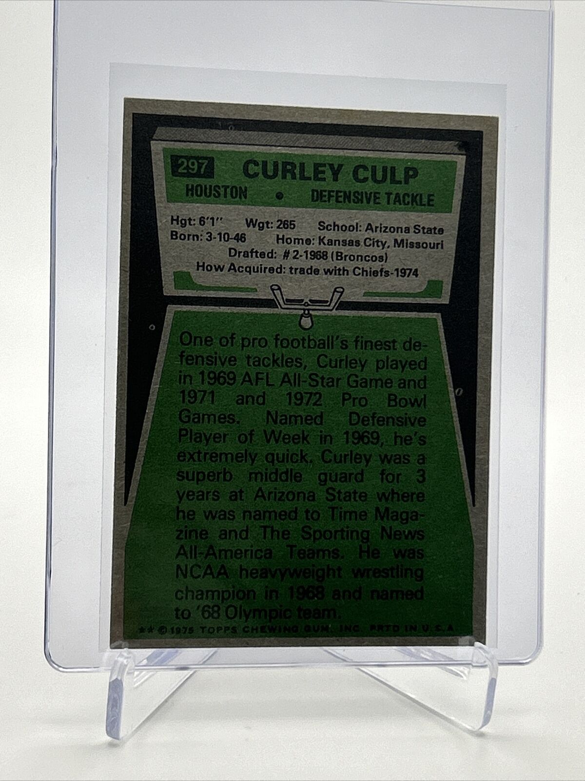 1975 Topps Curley Culp Football Card #297 NM Quality FREE SHIPPING