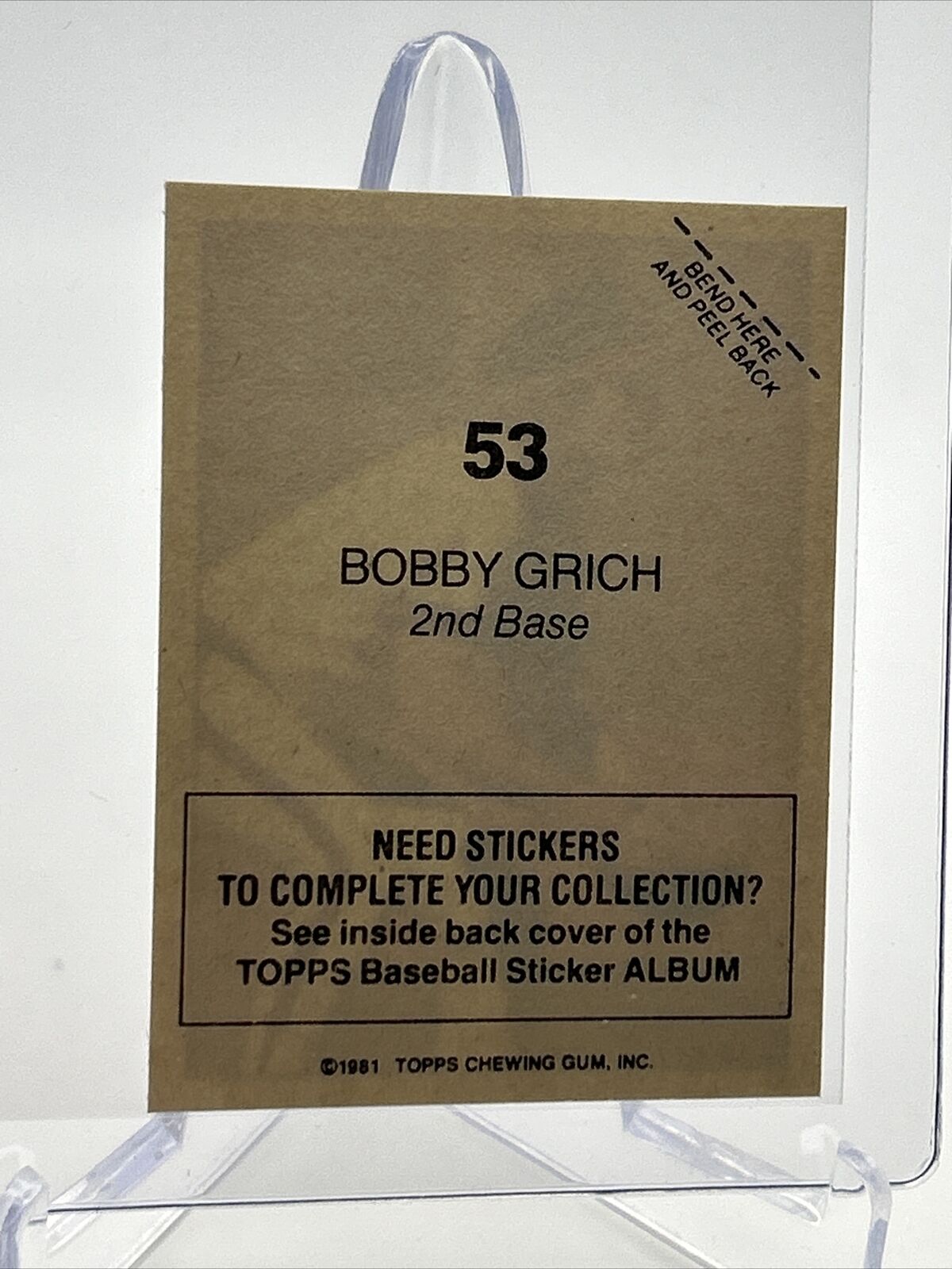 1981 Topps Stickers Bobby Grich Baseball Card #53 NM-Mint FREE SHIPPING
