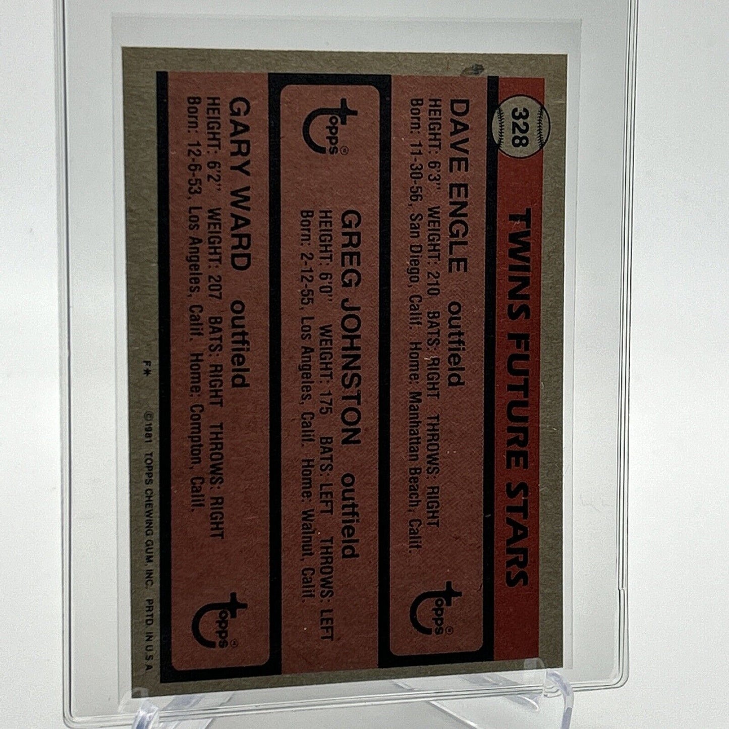 1981 Topps Twins Future Stars Rookie Baseball Card #328 NM-Mint FREE SHIPPING