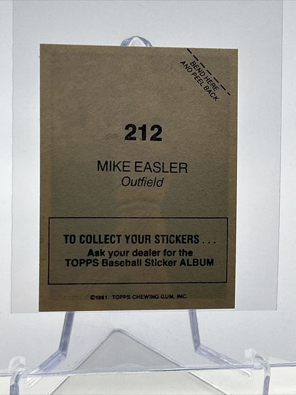 1981 Topps Stickers Mike Easler Baseball Card #212 NM-Mint FREE SHIPPING