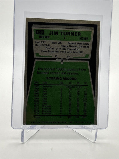 1975 Topps Jim Turner Football Card #158 NM Quality FREE SHIPPING