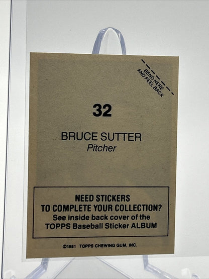 1981 Topps Stickers Bruce Sutter Baseball Card #32 NM-Mint FREE SHIPPING