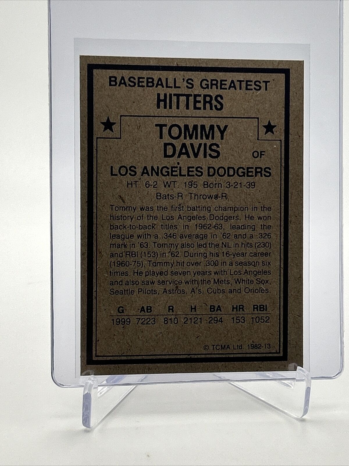 1982 TCMA Greatest Hitters Tommy Davis Baseball Card #13 Mint FREE SHIPPING