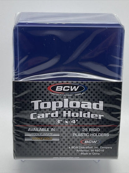 BCW 3X4 GOLD ROOKIE Toploaders 35pt 1 Pack of 25 for Standard Sized Cards