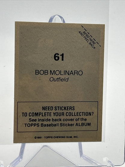 1981 Topps Stickers Bob Molinaro Baseball Card #61 NM-Mint FREE SHIPPING