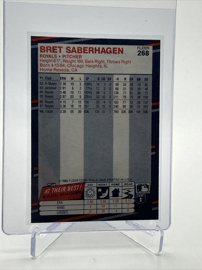1988 Fleer Bret Saberhagen Baseball Card #268 Mint FREE SHIPPING