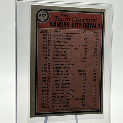 1981 Topps Kansas City Royals Checklist Baseball Card #667 NM-Mint FREE SHIPPING