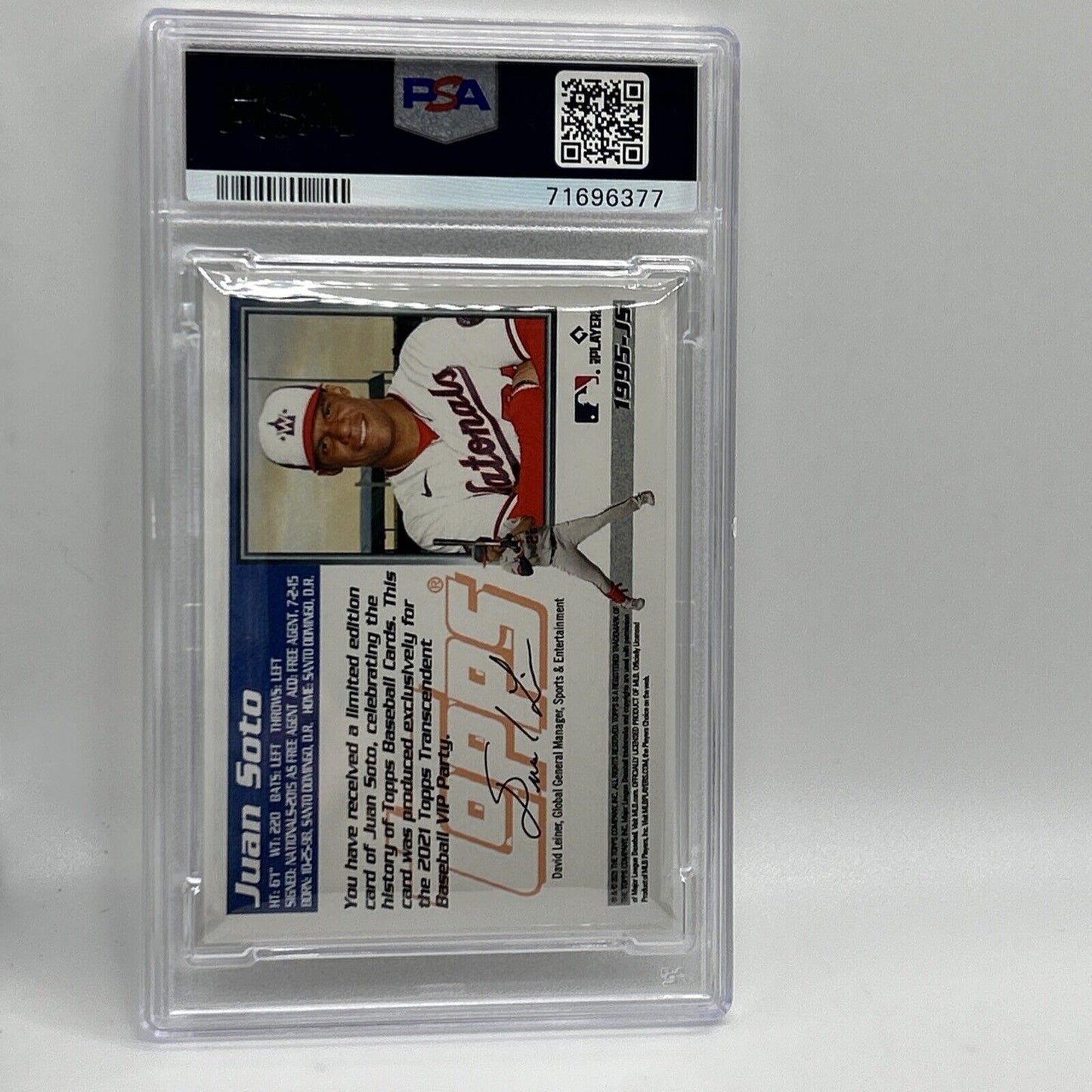 2022 Topps Transcendent VIP Party Juan Soto Baseball Card #1995 PSA 10 23/95
