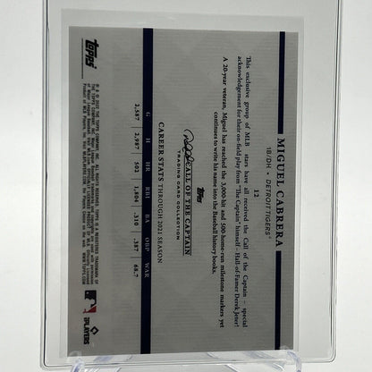 2022 Topps x Derek Jeter Miguel Cabrera Baseball Card #12 Mint FREE SHIPPING