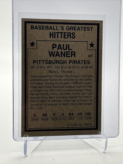 1982 TCMA Greatest Hitters Paul Waner Baseball Card #28 Mint FREE SHIPPING