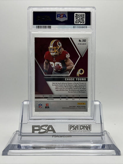 2020 Panini Mosaic Green Mosaic Chase Young Rookie Football Card #202 PSA 10