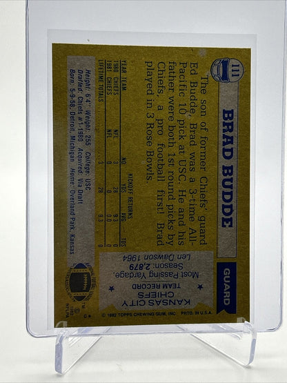 1982 Topps Brad Budde Rookie Football Card #111 NM-MT FREE SHIPPING