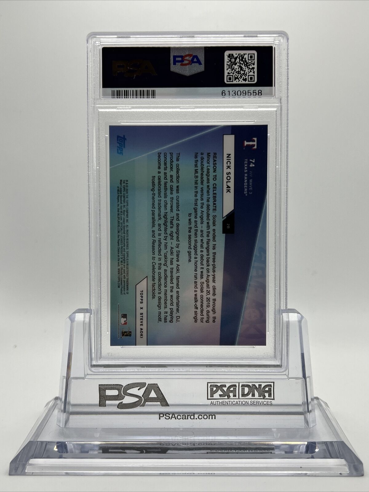 2020 Topps X Steve Aoki Nick Solak Rookie Baseball Card #74 PSA 10