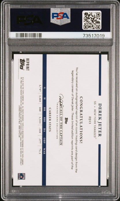 2022 Topps x Derek Jeter 22 Years of Topps FOILBOARD Derek Jeter Card DJ13 PSA 9