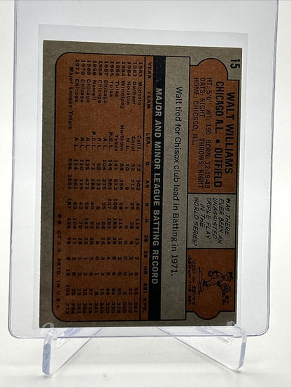 1972 Topps Walt Williams Baseball Card #15 VG-EX Quality FREE SHIPPING