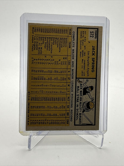 1963 Topps Jack Spring Baseball Card #572 EX Quality FREE SHIPPING