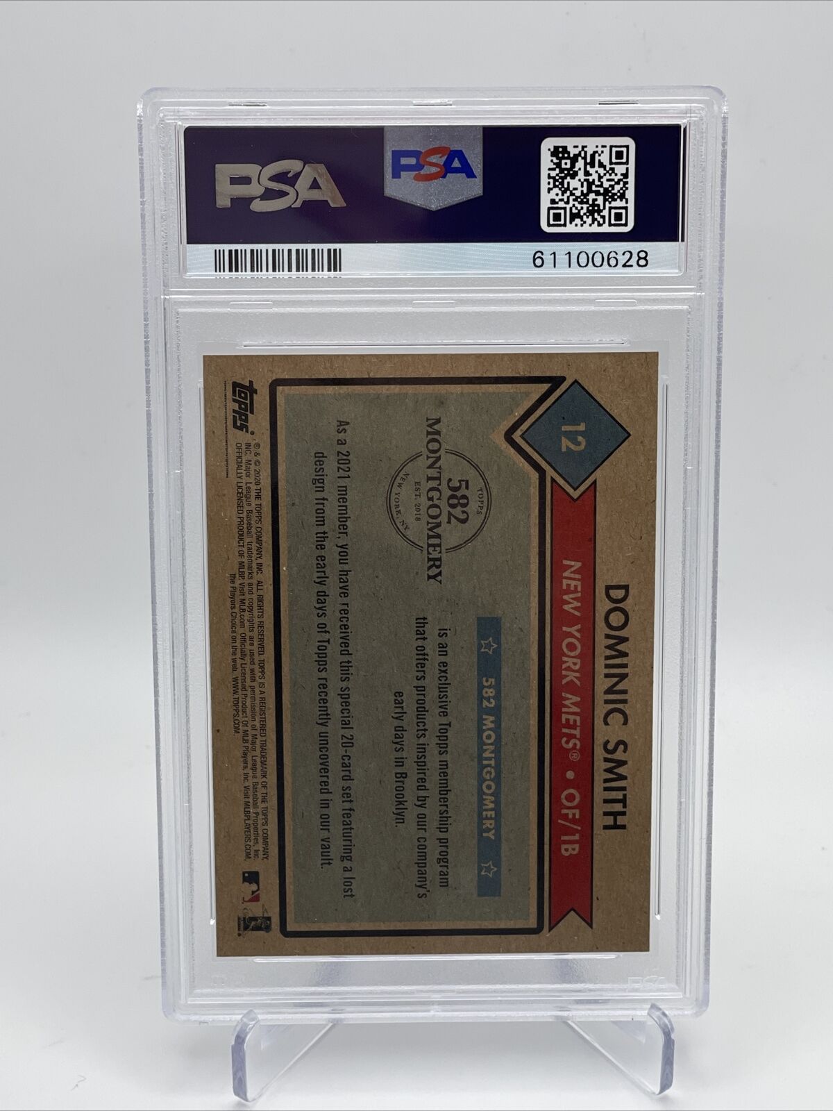 2021 Topps 582 Montgomery Club Set 1 Dominic Smith Baseball Card #12 PSA 9