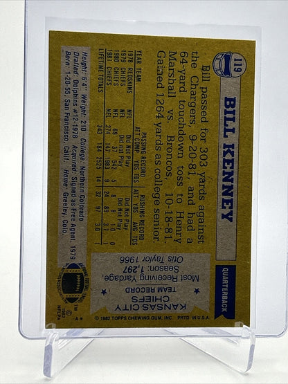 1982 Topps Bill Kenney Rookie Football Card #119 NM-MT FREE SHIPPING