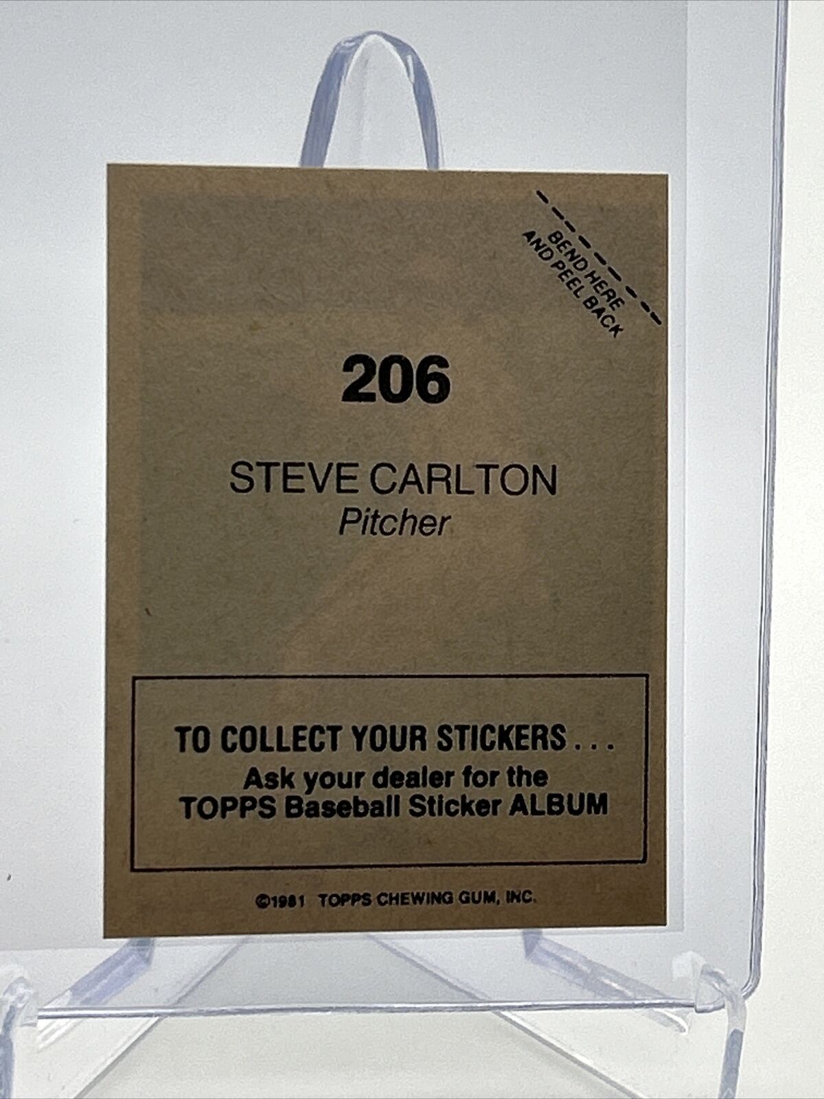 1981 Topps Stickers Steve Carlton Baseball Card #206 NM-Mint FREE SHIPPING